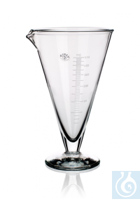 Mensur konisch, 25 ml, Ø 1= 61 x Ø 2= 45 x H 100 mm, graduiert, mit Ausguss und runder Fuß,...